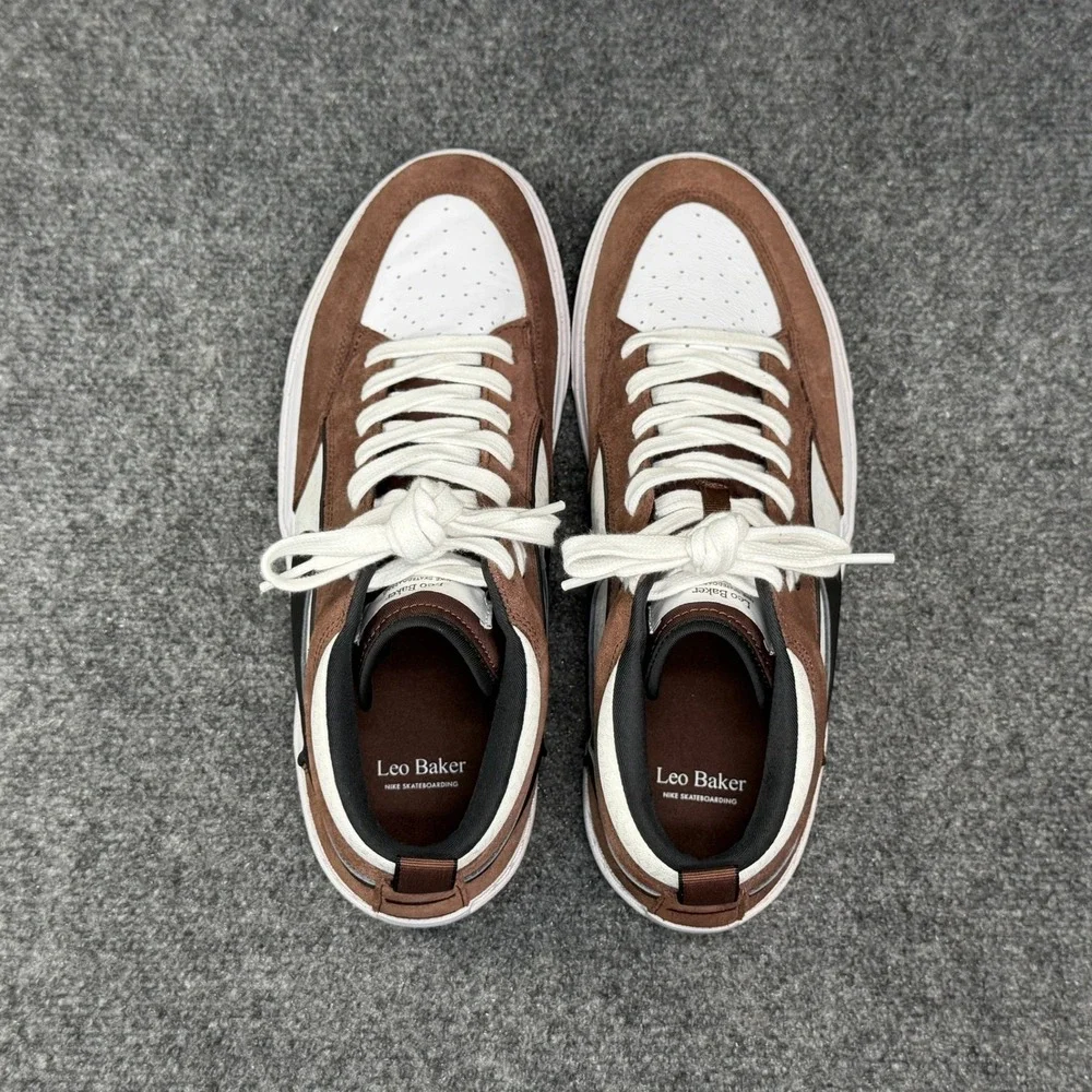 Nike SB React Leo Baker Sneakers Men's 13 Light Chocolate White Brown Skate Shoe